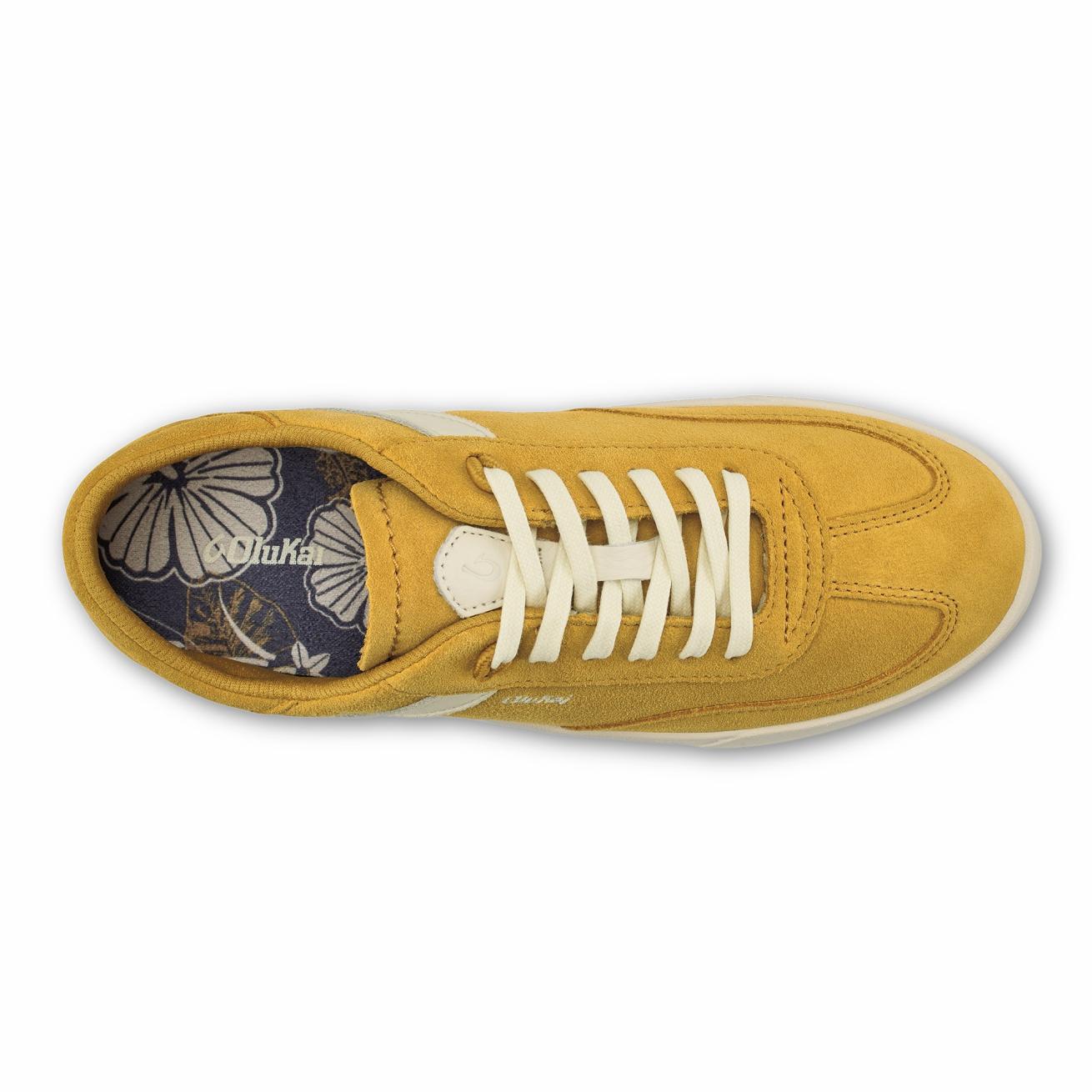 Olukai Hā‘upu Leather Sneakers - Mustard / Off White | Women Sneakers