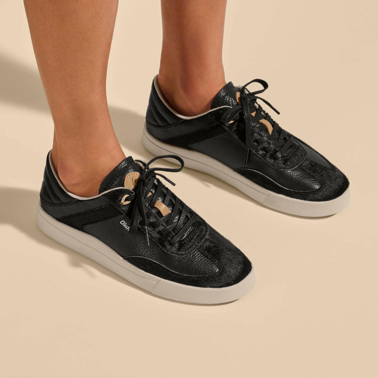 Olukai Hā’upu ‘Oho Leather Sneakers - Black | Women Leather