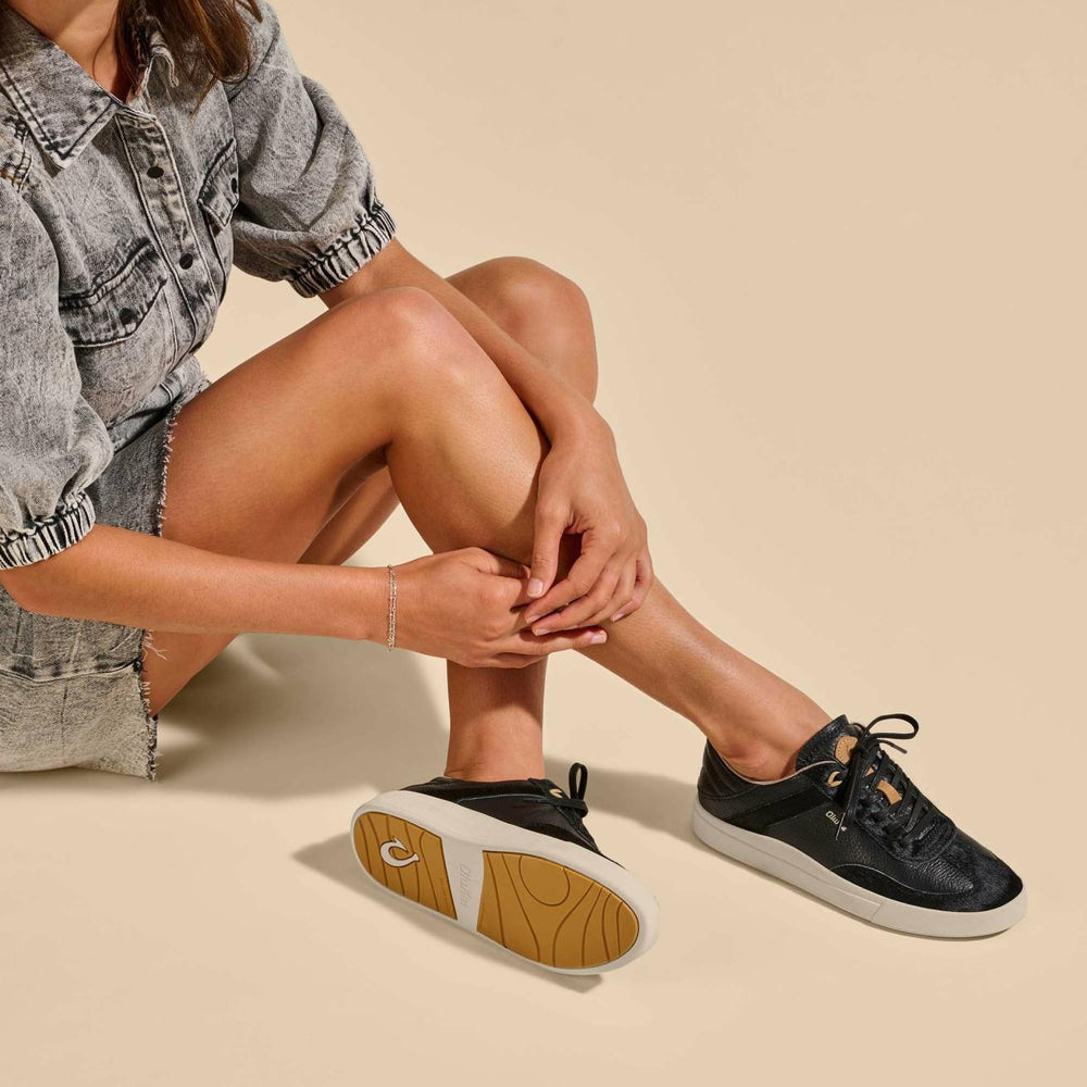 Olukai Hā’upu ‘Oho Leather Sneakers - Black | Women Leather