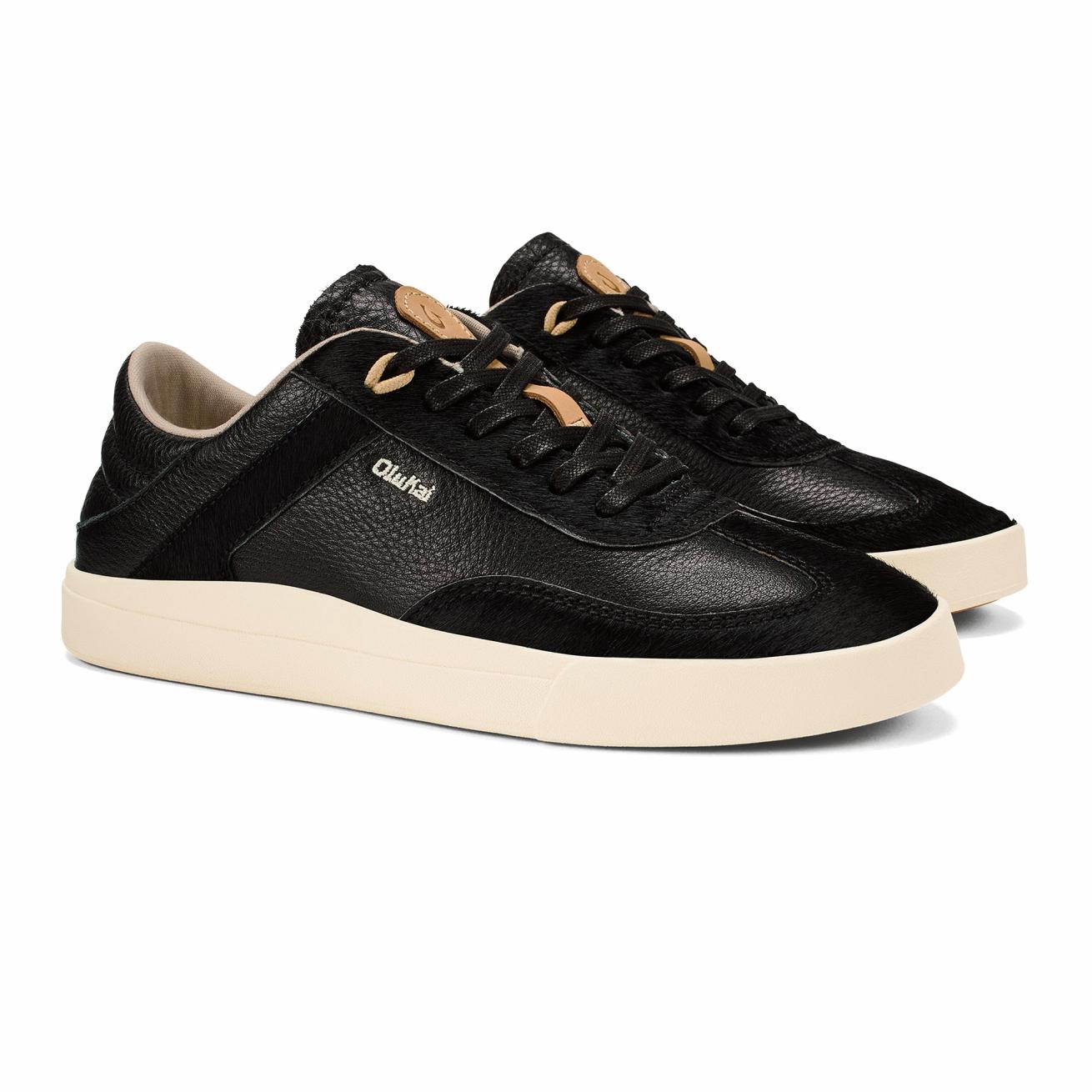 Olukai Hā’upu ‘Oho Leather Sneakers - Black | Women Leather