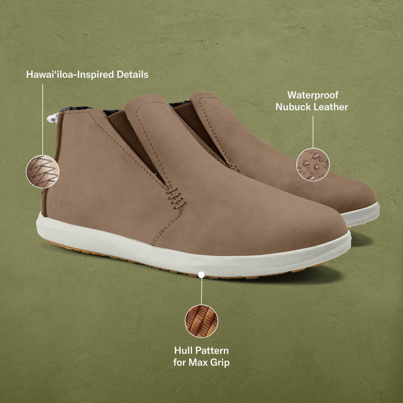 Olukai Hawai‘iloa Manu Hope Booties- Taupe Grey / Off White | Women Waterproof