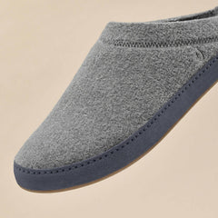 Olukai Hāmani Hulu Wool Mule Slippers - Graphite / Trench Blue | Men Warm Weather