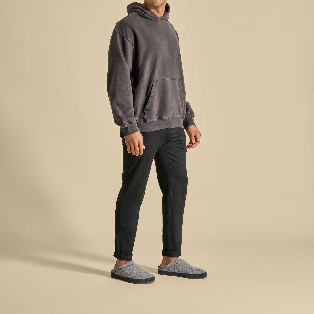 Olukai Hāmani Hulu Wool Mule Slippers - Graphite / Trench Blue | Men Warm Weather