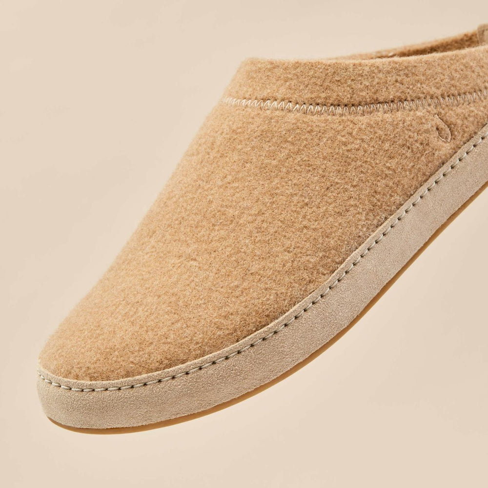 Olukai Hāmani Hulu Wool Mule Slippers - Oatmeal | Men Indoor/Outdoor
