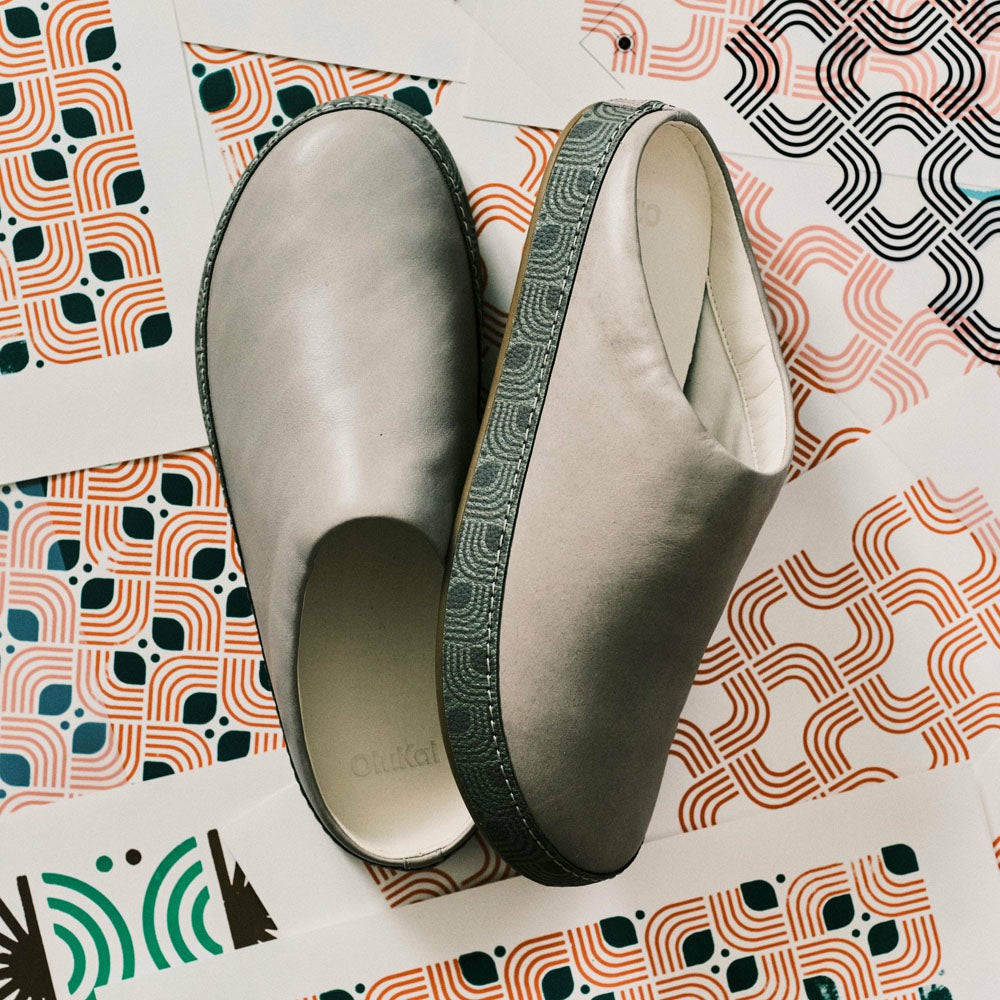 Olukai Hāmani Leather Mules - Mist | Men Leather