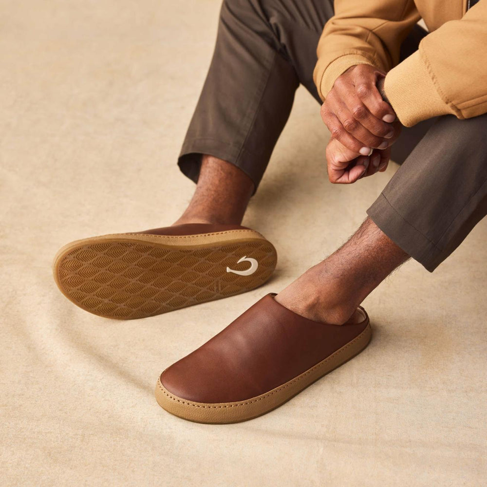 Olukai Hāmani Leather Mules - Toffee / Tan | Men Slip-On