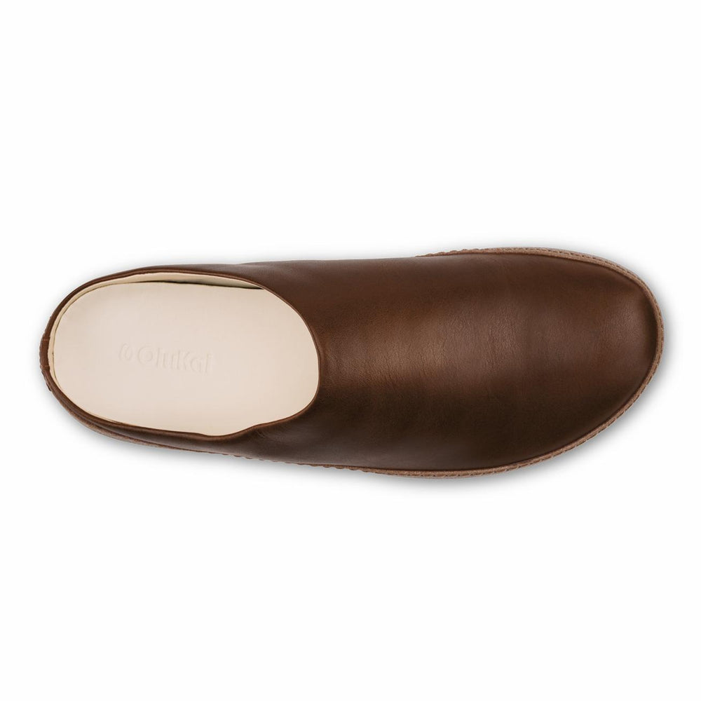 Olukai Hāmani Leather Mules - Toffee / Tan | Men Slip-On
