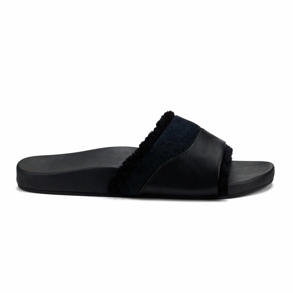 Olukai Hō‘ala Slide Slide Slipper Sandals - Black | Women Warm Weather