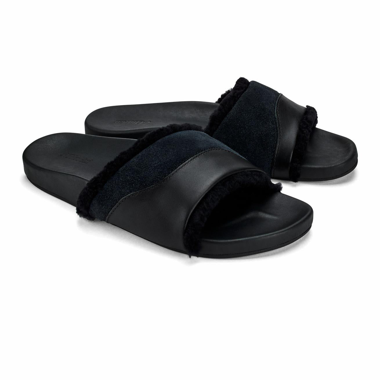 Olukai Hō‘ala Slide Slide Slipper Sandals - Black | Women Warm Weather