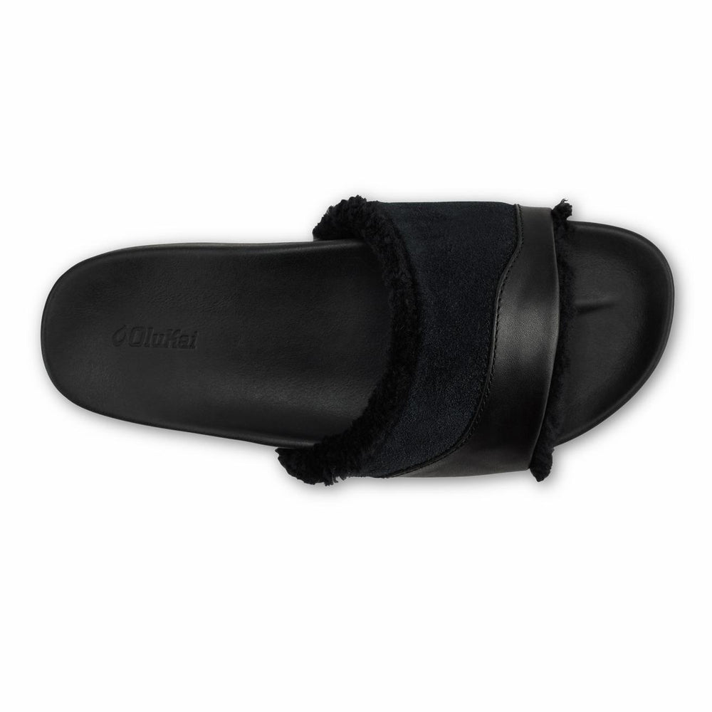 Olukai Hō‘ala Slide Slide Slipper Sandals - Black | Women Warm Weather