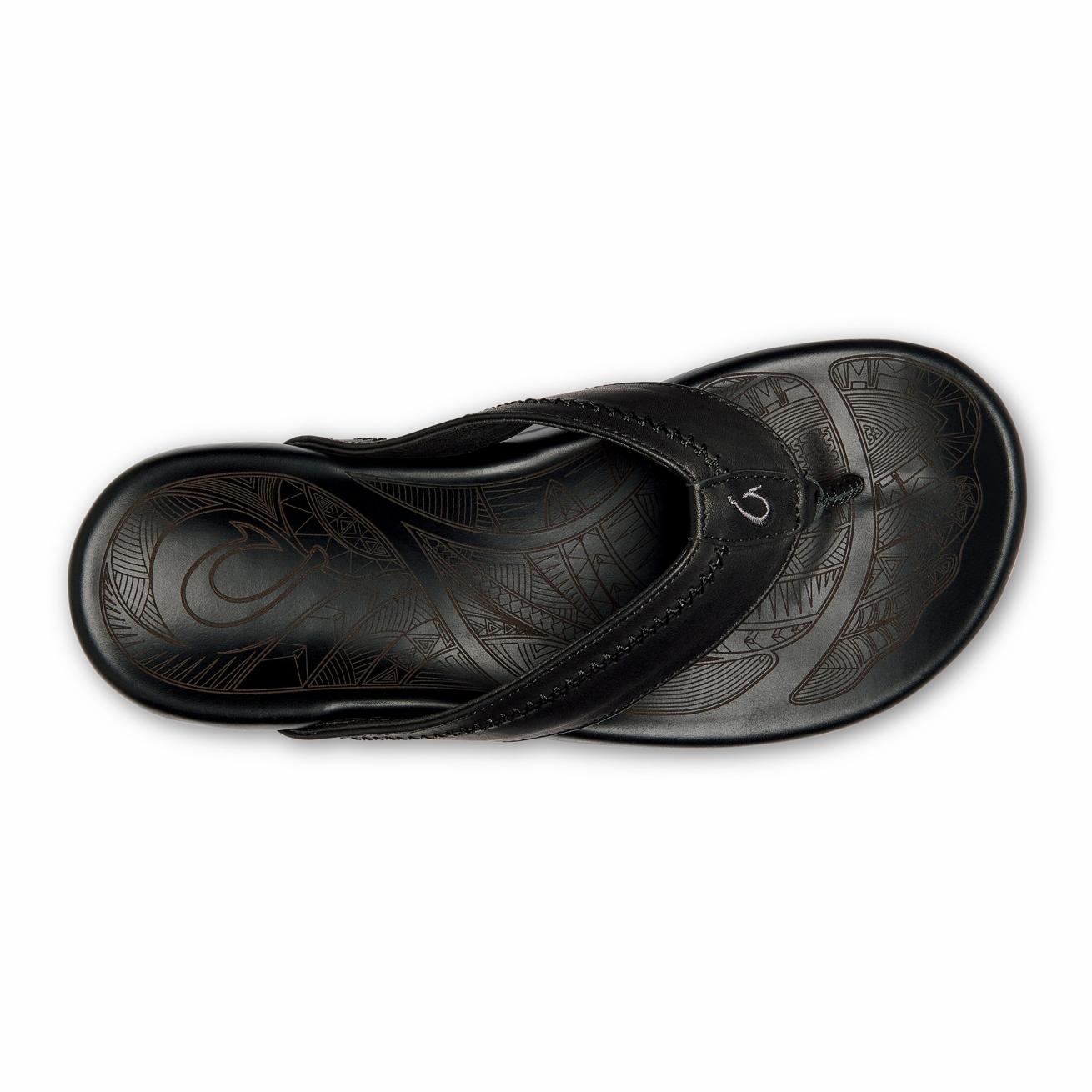 Olukai Hiapo - Lava Rock Leather Beach Sandals | Men Leather
