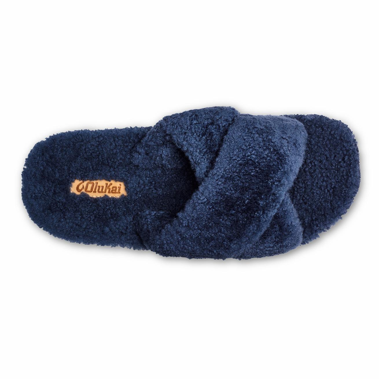 Olukai Hila Heu Slide Slipper Sandals - Moonlit Ocean | Women Cold Weather