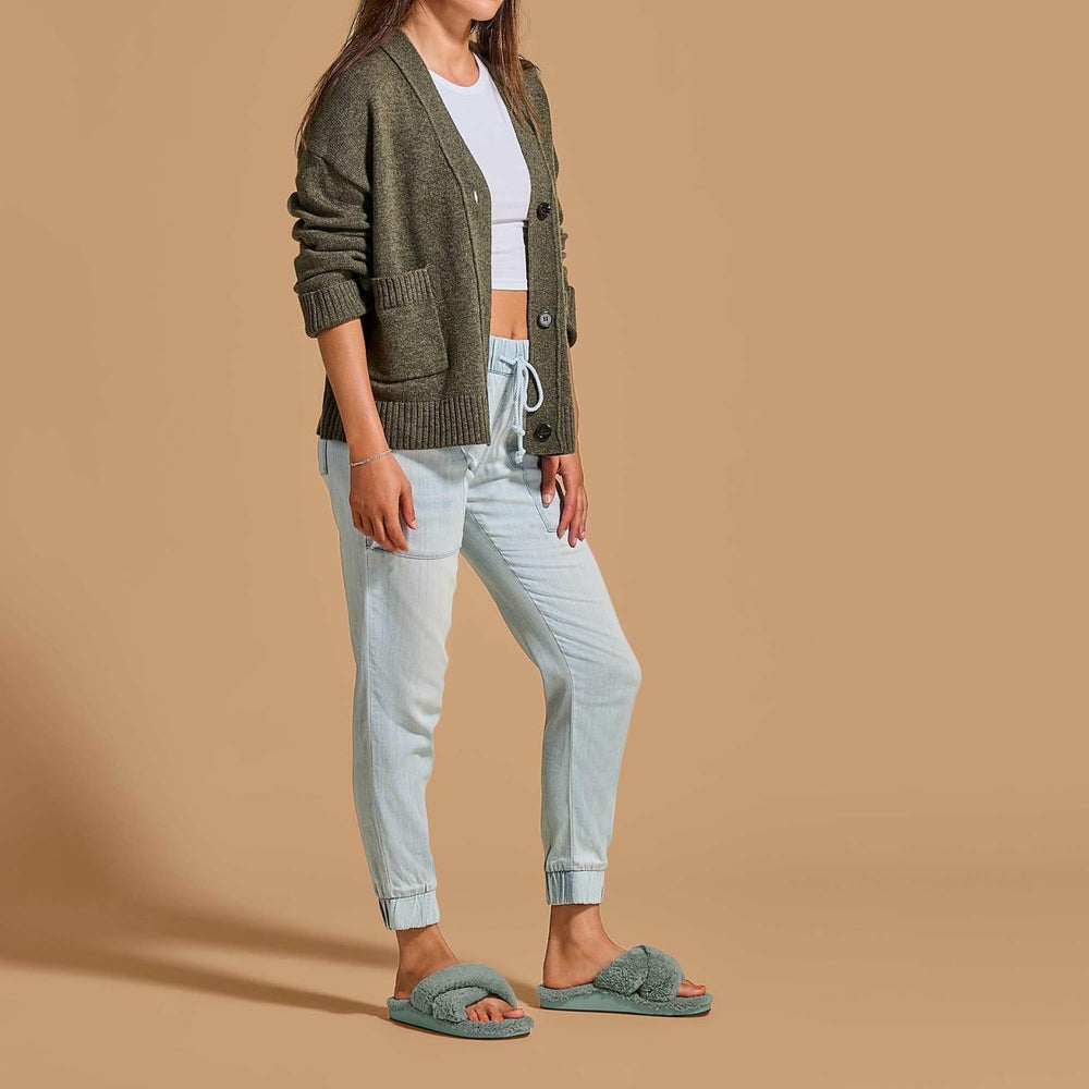 Olukai Hila Heu Slide Slipper Sandals - Muted Green | Women Slides