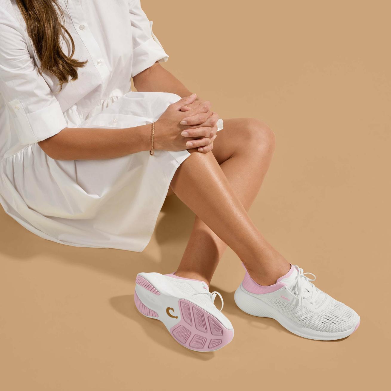 Olukai Island Hopper Travel Shoes - Bright White / Cotton Candy | Women Trainers