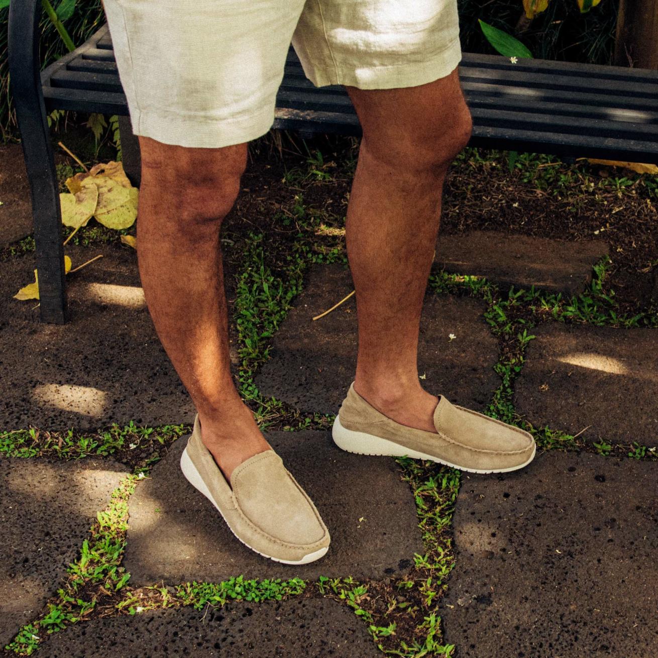 Olukai Ka‘a Loafer Italian Suede Shoes - Oatmeal | Men Slip-On