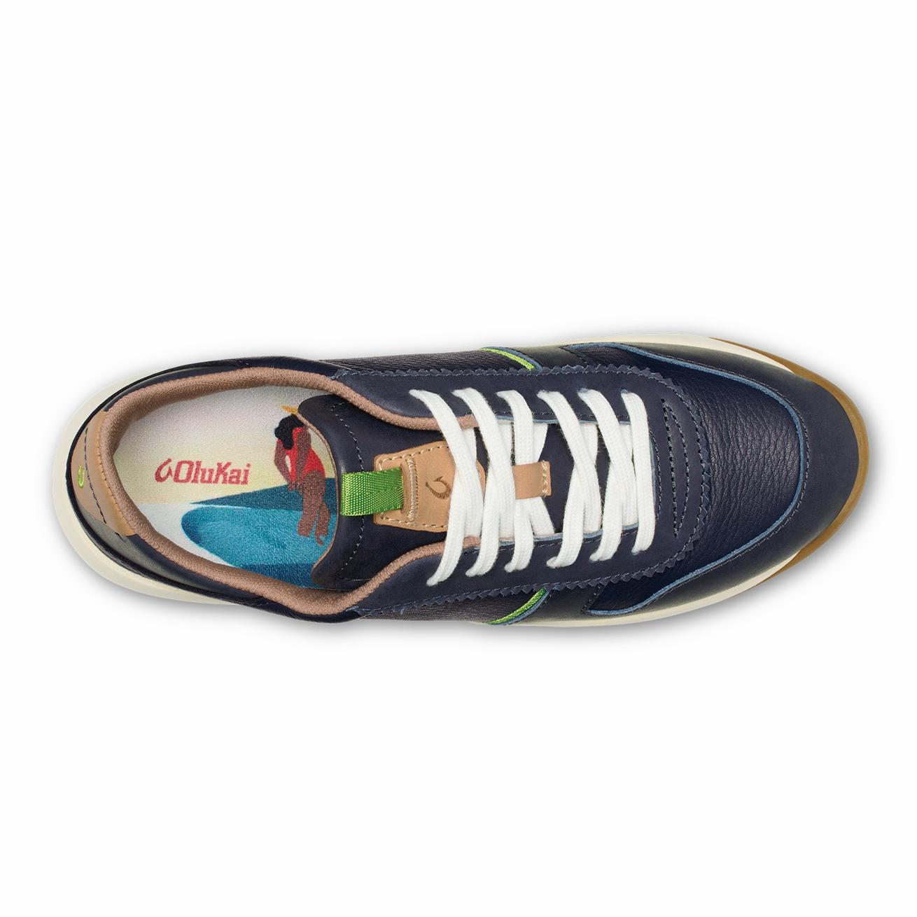 Olukai Kaulele Leather Sneakers - Trench Blue | Women Sneakers