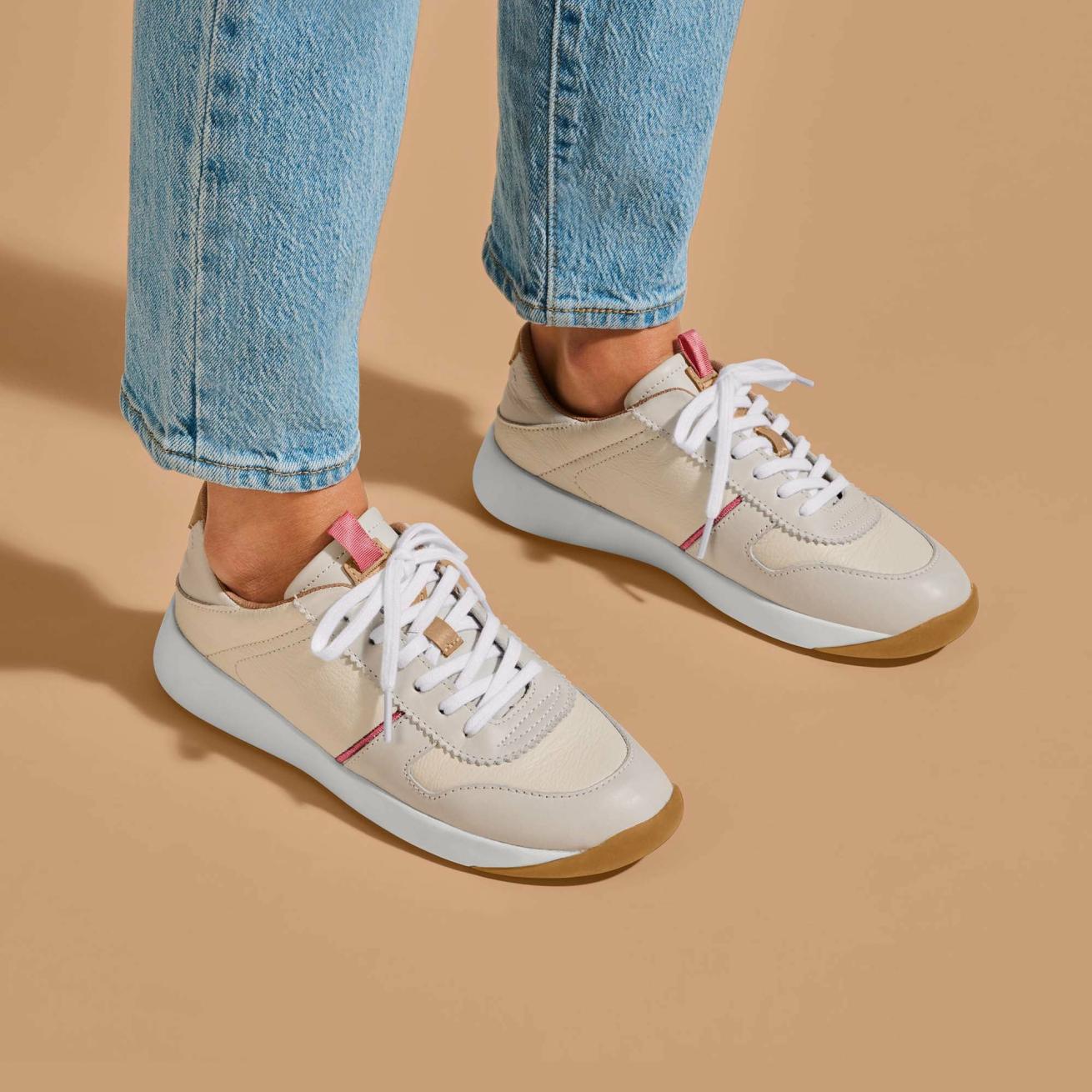 Olukai Kaulele Leather Sneakers - White / Bone | Women Leather