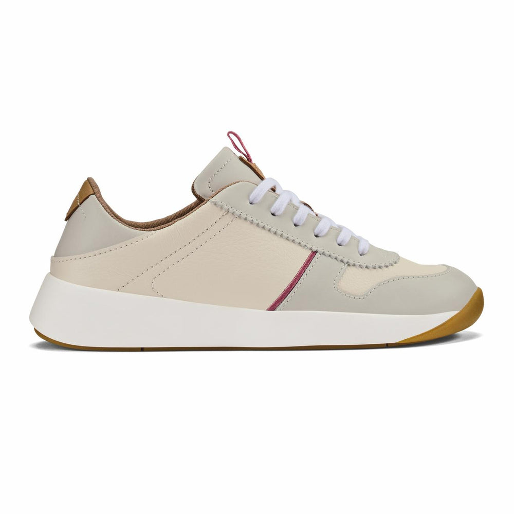 Olukai Kaulele Leather Sneakers - White / Bone | Women Leather