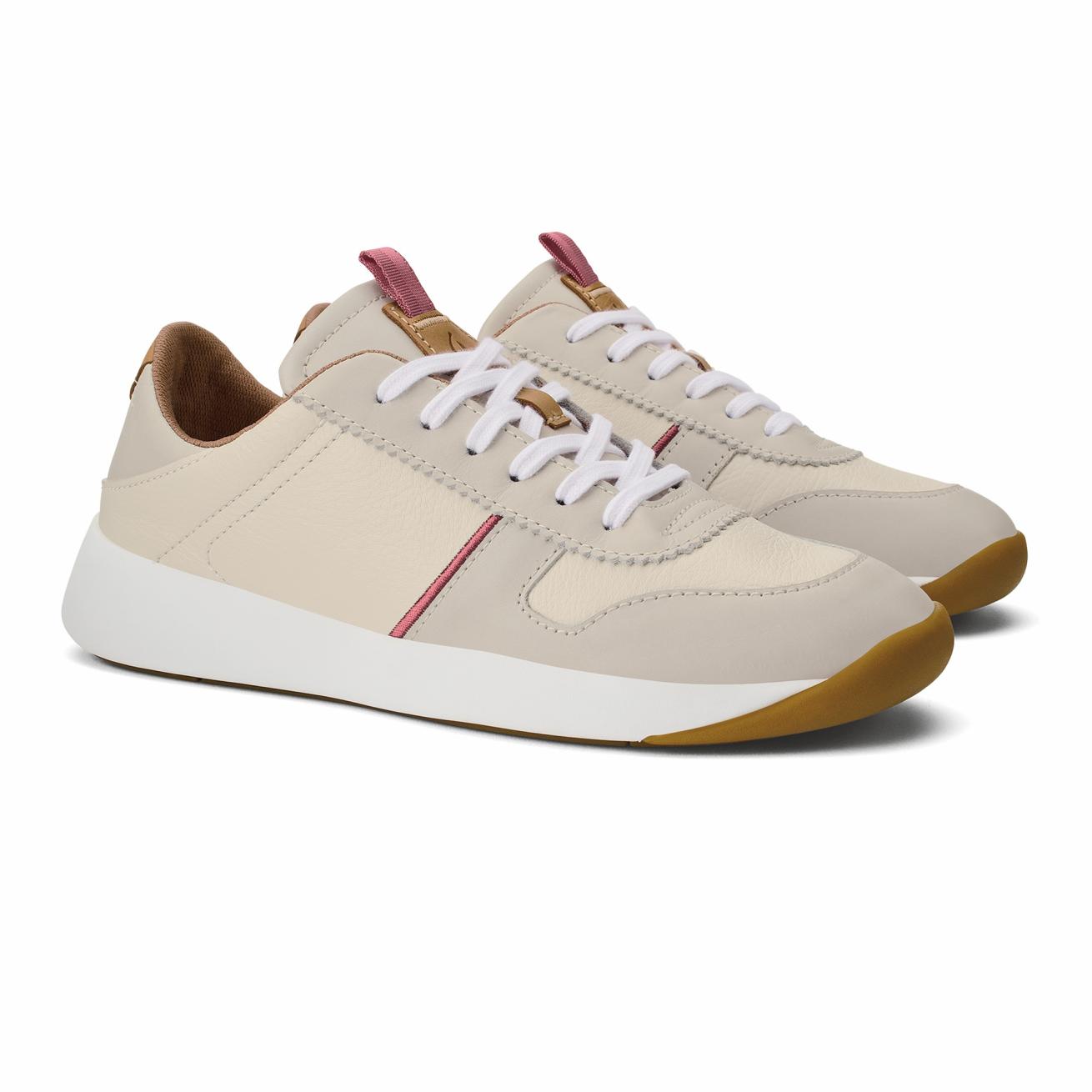 Olukai Kaulele Leather Sneakers - White / Bone | Women Leather