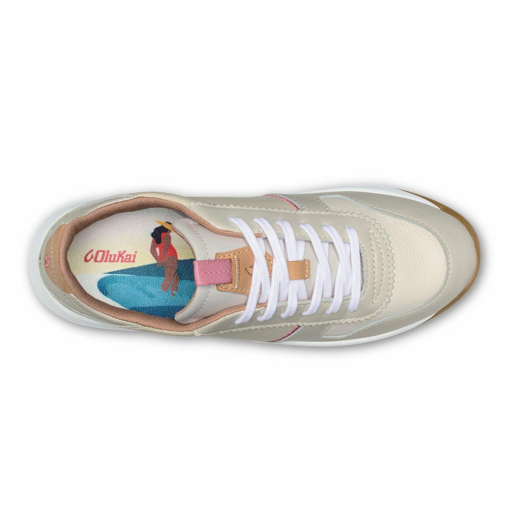 Olukai Kaulele Leather Sneakers - White / Bone | Women Leather