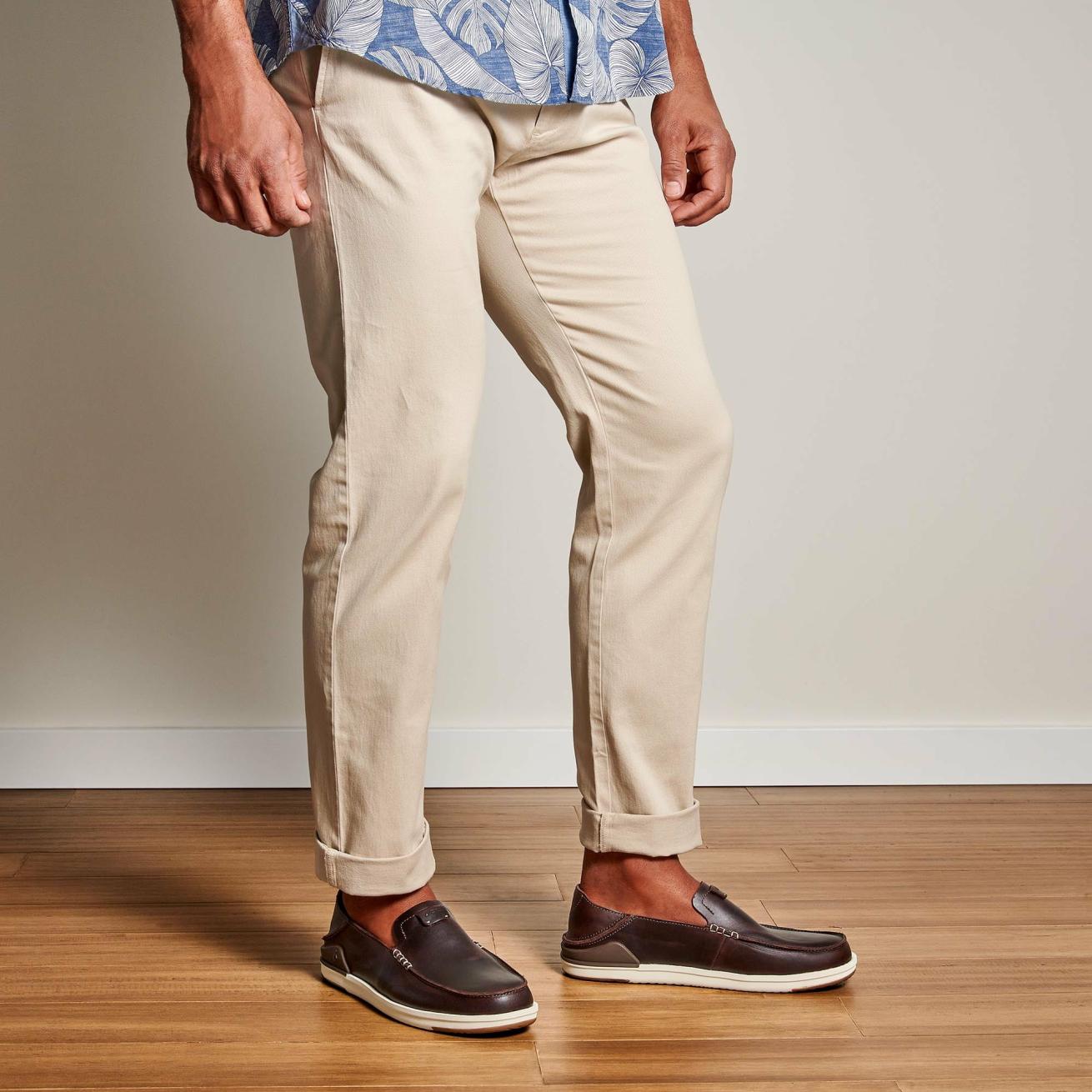 Olukai Kākaha Leather Slip-On Shoes - Dark Java | Men Leather