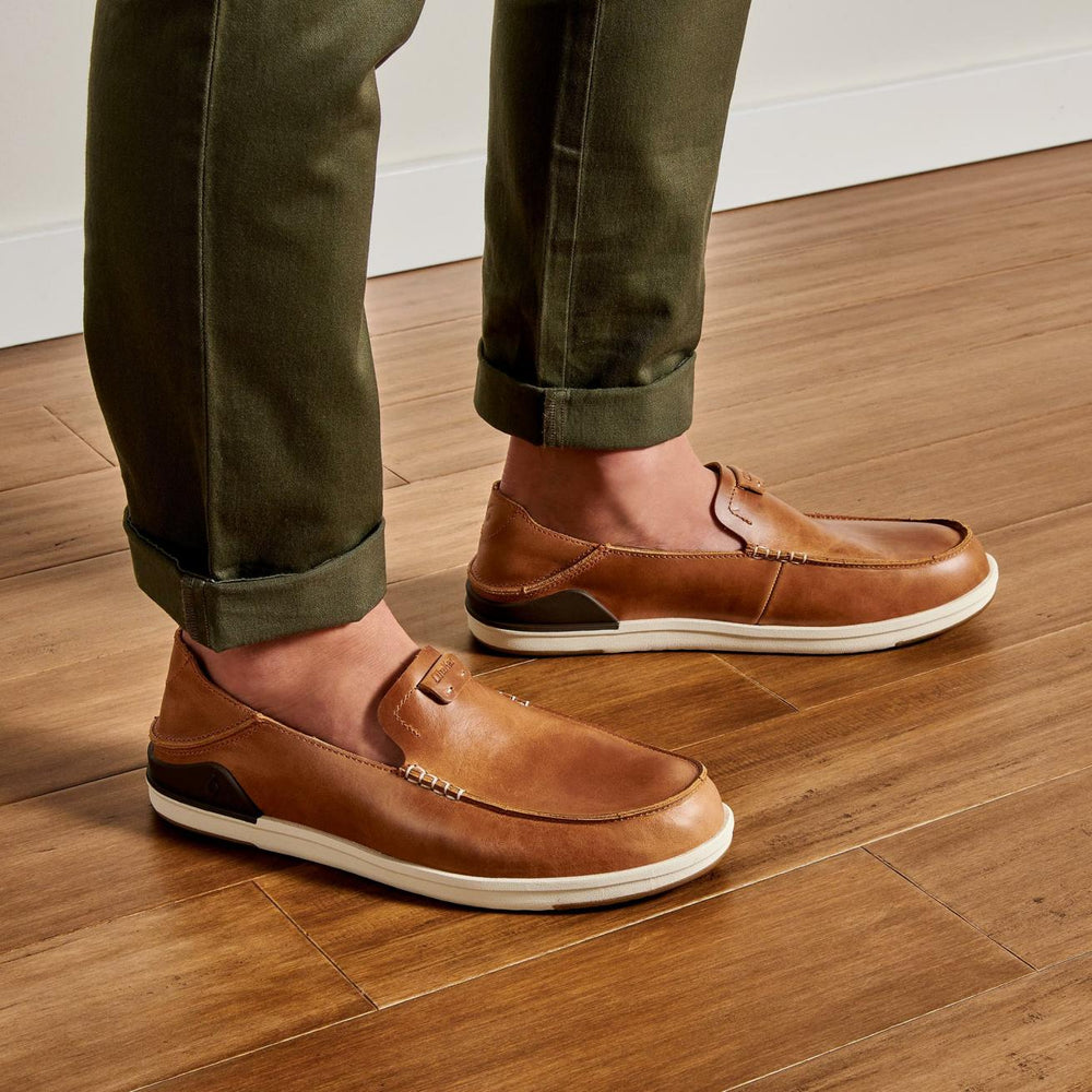 Olukai Kākaha Leather Slip-On Shoes - Fox | Men Slip-On