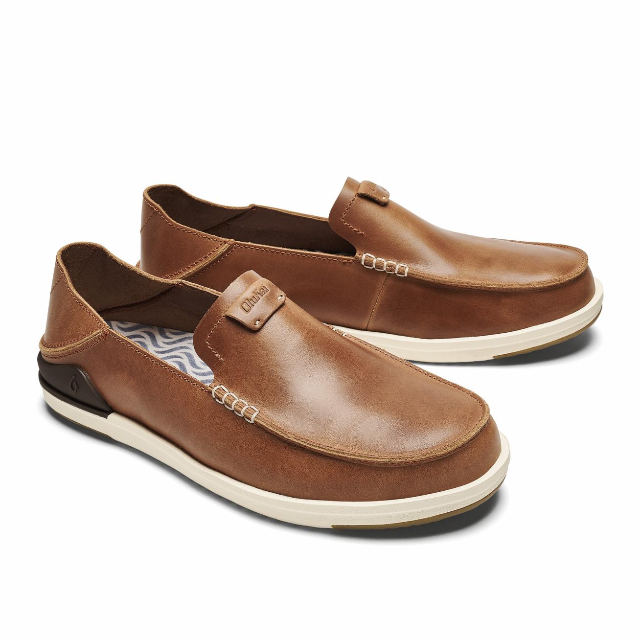 Olukai Kākaha Leather Slip-On Shoes - Fox | Men Slip-On