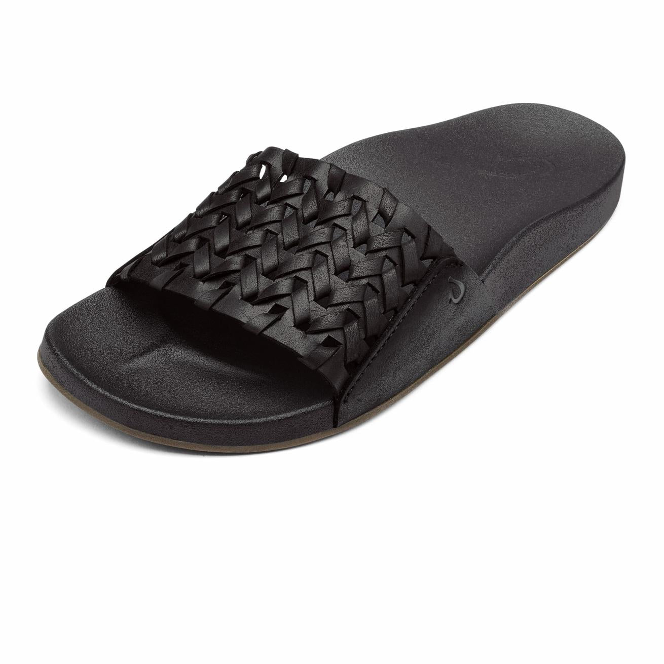 Olukai Kāmola Leather Slide Sandals - Black | Women Leather