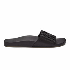Olukai Kāmola Leather Slide Sandals - Black | Women Leather