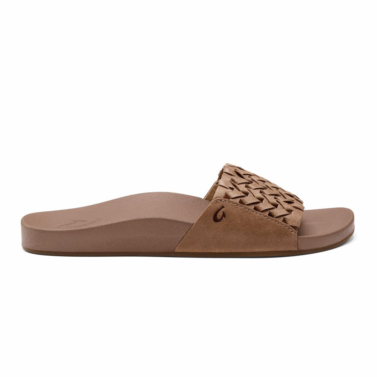 Olukai Kāmola Leather Slide Sandals - Tan | Women Slides