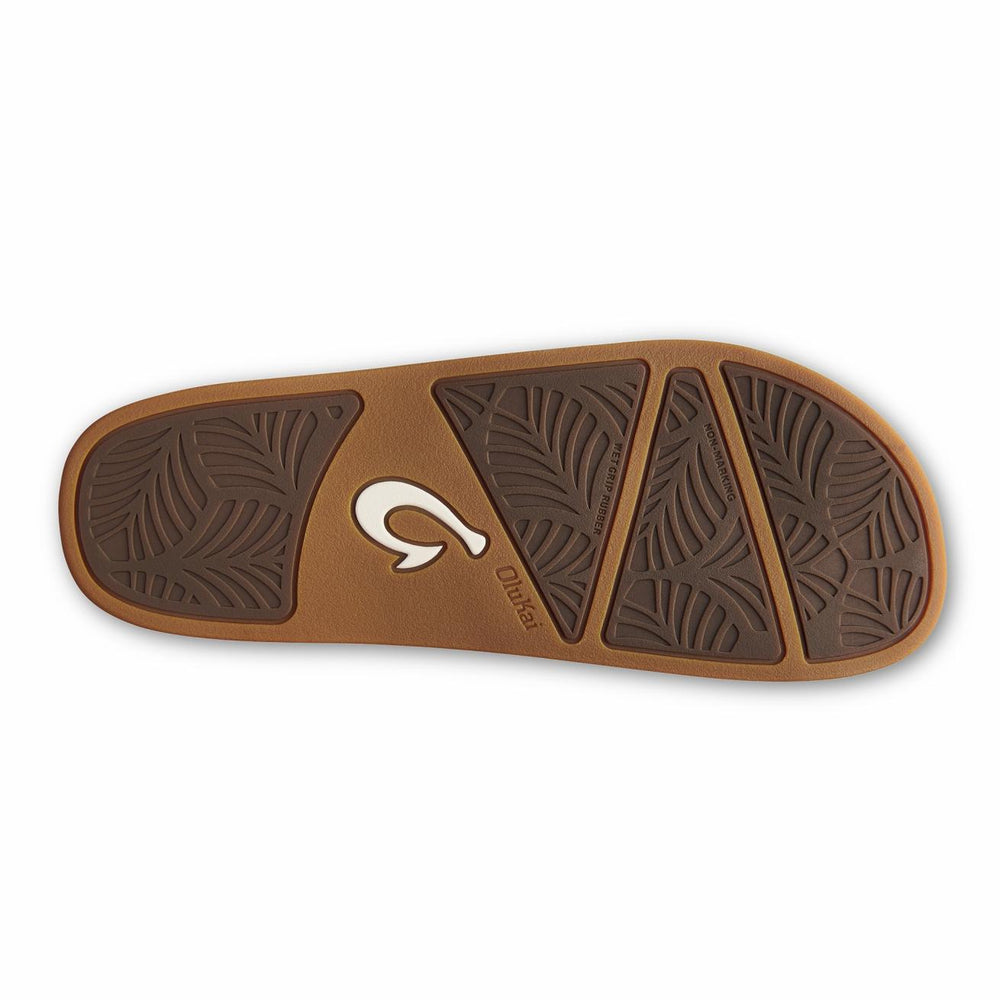 Olukai Kāmola Leather Slide Sandals - Tan | Women Slides
