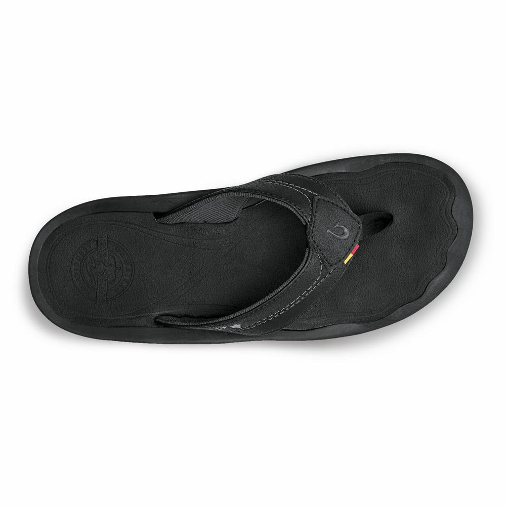 Olukai Kīpī Comfortable Beach Sandals - Black | Men Water-Friendly