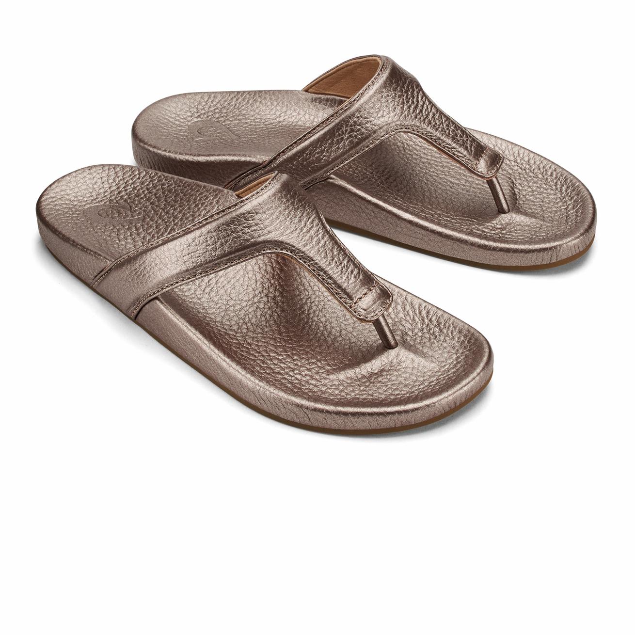 Olukai Kīpe‘a Lipi Leather Sandals - Bubbly | Women Leather