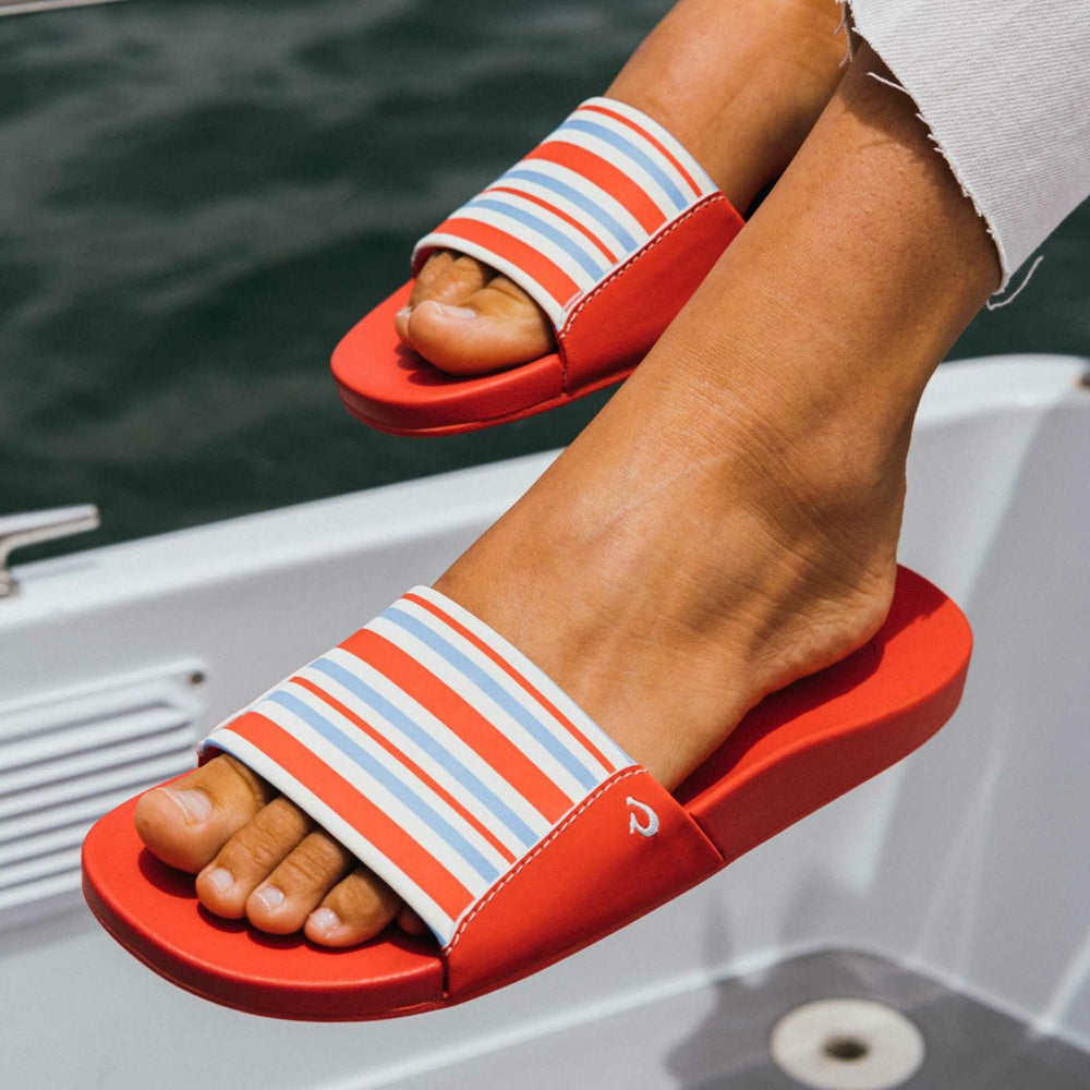 Olukai Kīpuni Slide Sandals - Lehua Flower / Stripe - Color | Women Water-Friendly