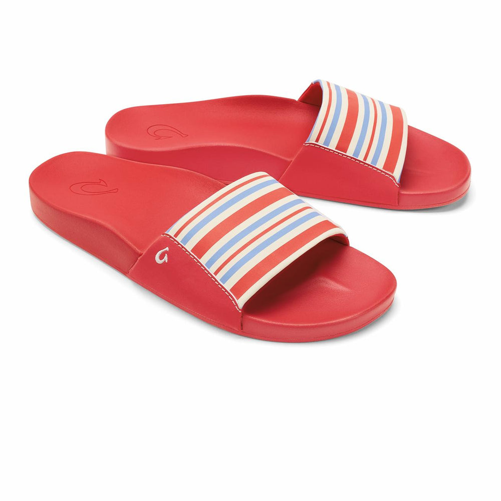 Olukai Kīpuni Slide Sandals - Lehua Flower / Stripe - Color | Women Water-Friendly