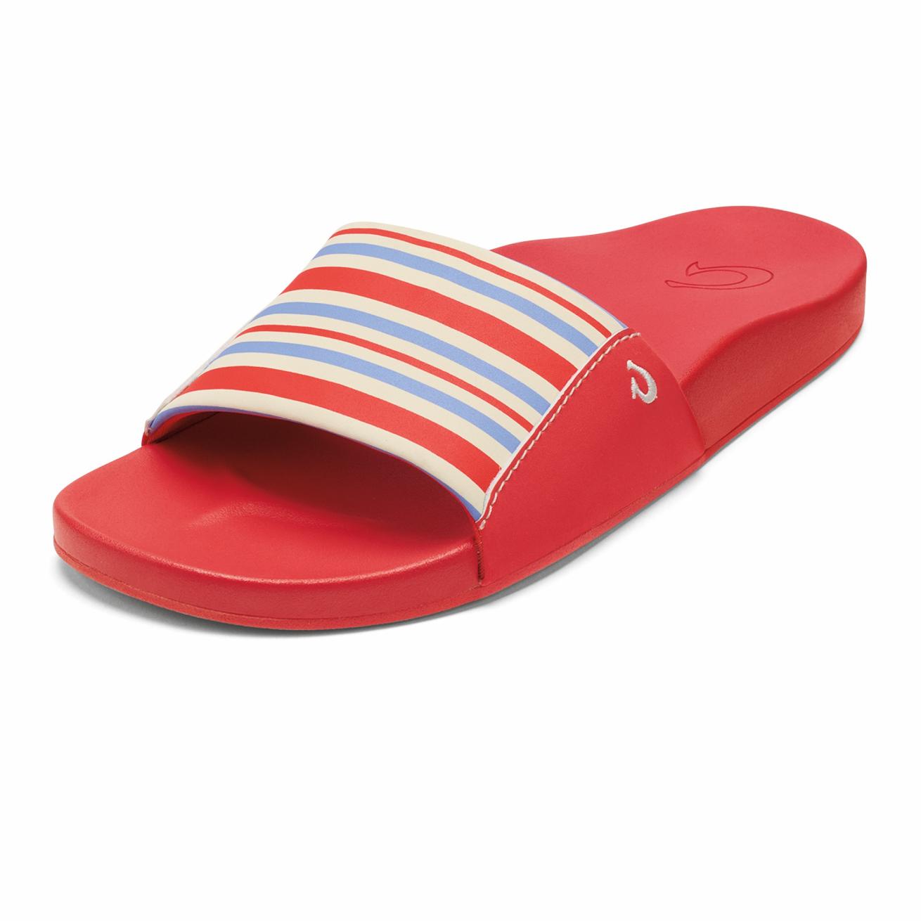 Olukai Kīpuni Slide Sandals - Lehua Flower / Stripe - Color | Women Water-Friendly