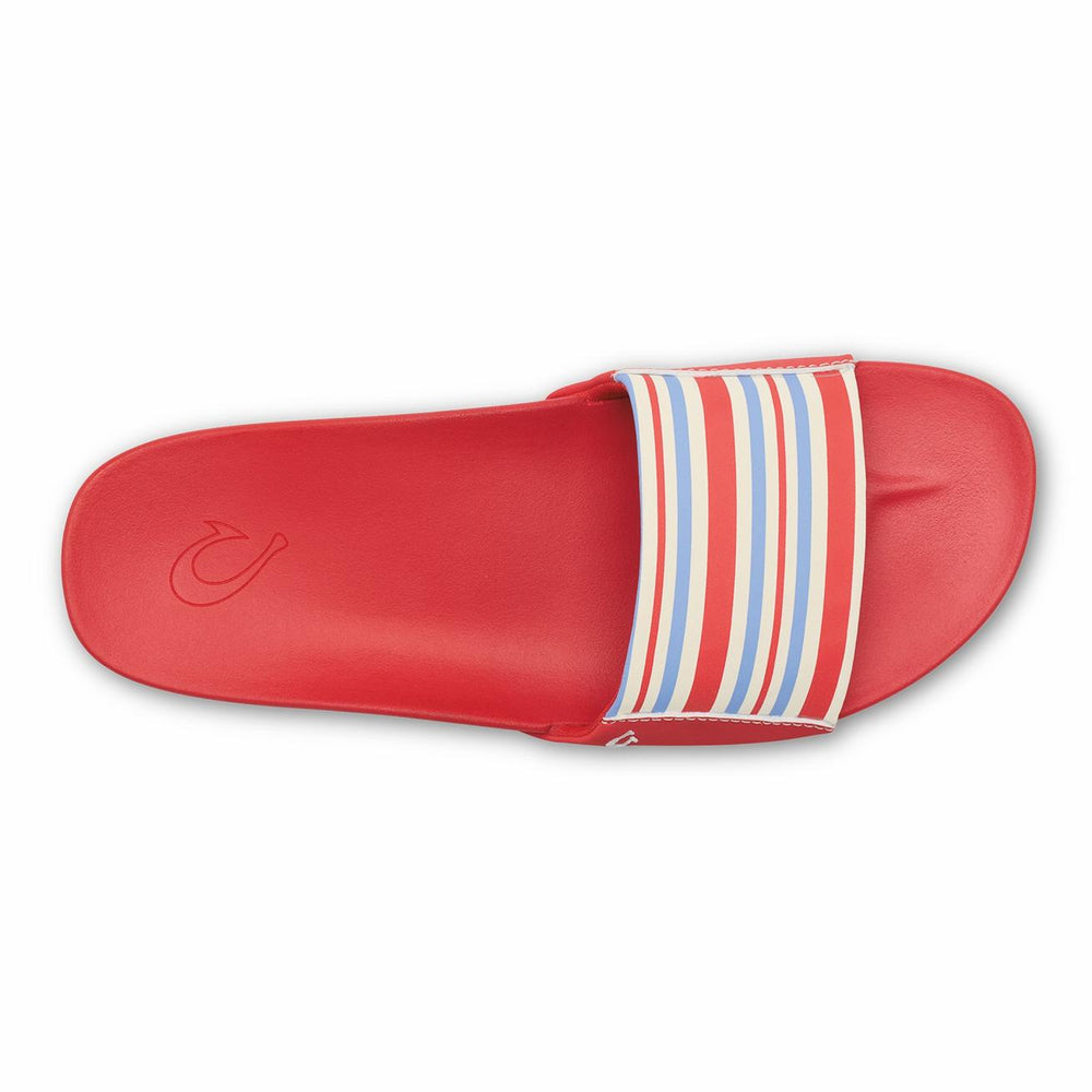 Olukai Kīpuni Slide Sandals - Lehua Flower / Stripe - Color | Women Water-Friendly