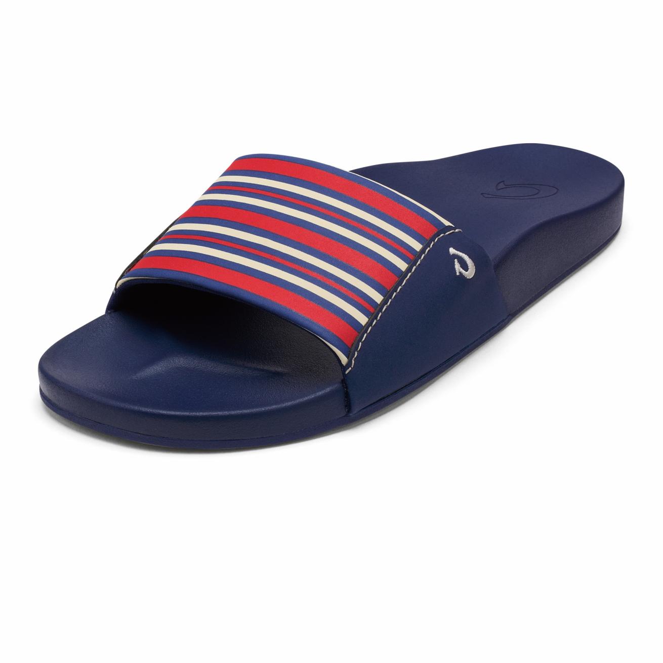 Olukai Kīpuni Slide Sandals - Trench Blue / Stripe - Color | Women Slides