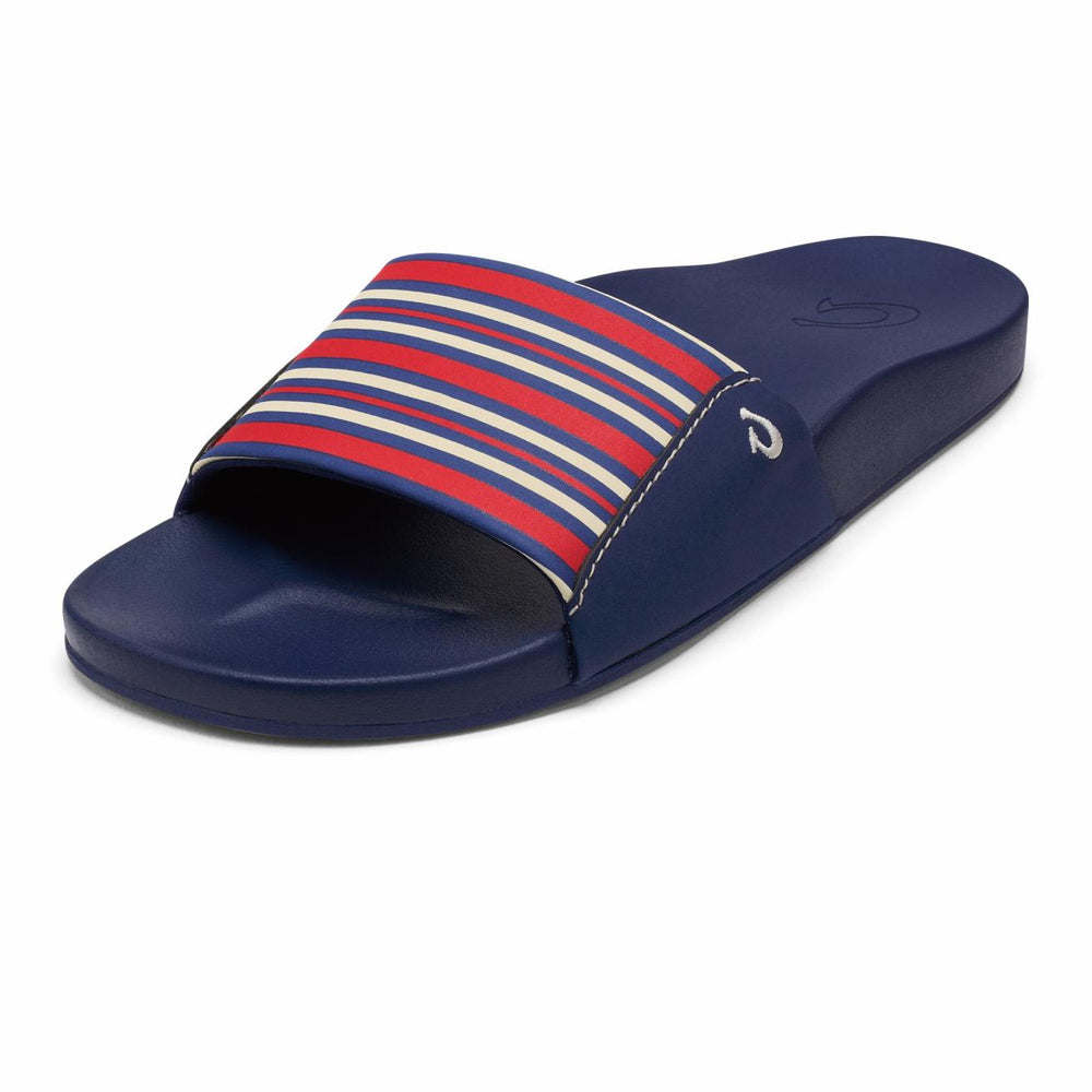 Olukai Kīpuni Slide Sandals - Trench Blue / Stripe - Color | Women Slides