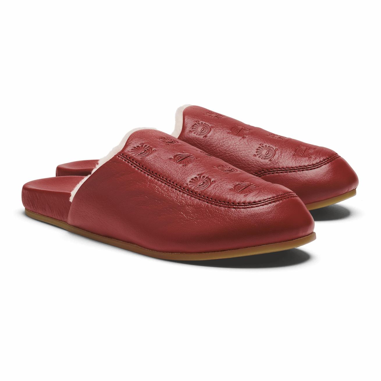 Olukai Kōnea Leather Slipper Mules - Dark Rust | Women Warm Weather