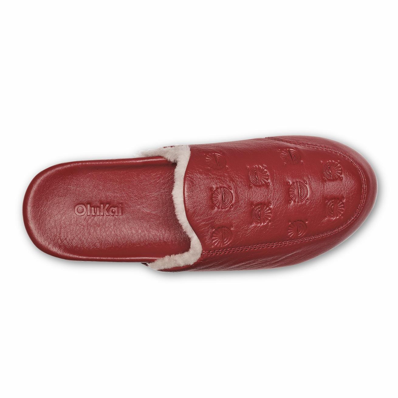 Olukai Kōnea Leather Slipper Mules - Dark Rust | Women Warm Weather