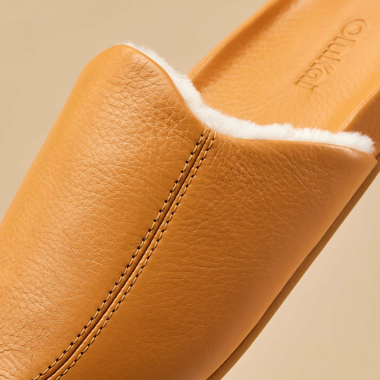 Olukai Kōnea Leather Slipper Mules - Saddle | Women Indoor/Outdoor