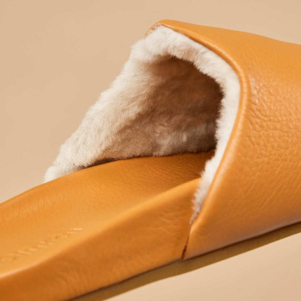 Olukai Kōnea Leather Slipper Mules - Saddle | Women Indoor/Outdoor