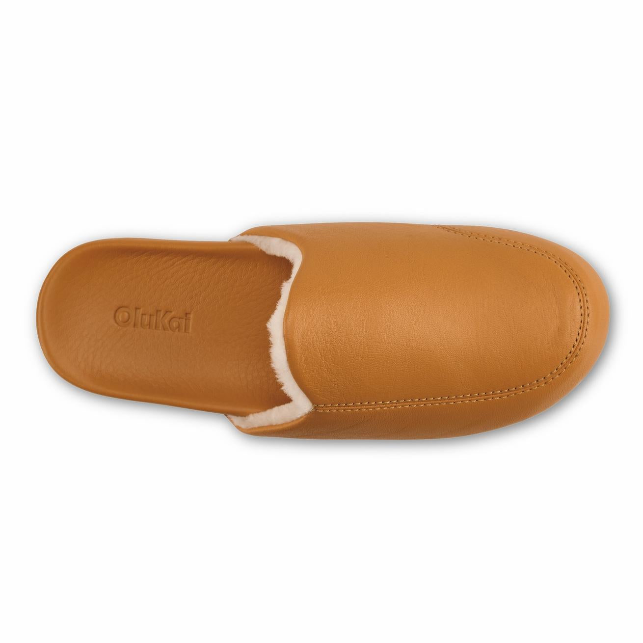 Olukai Kōnea Leather Slipper Mules - Saddle | Women Indoor/Outdoor