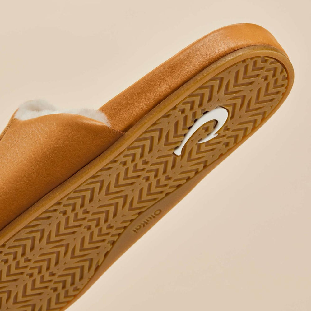 Olukai Kōnea Leather Slipper Mules - Saddle | Women Indoor/Outdoor