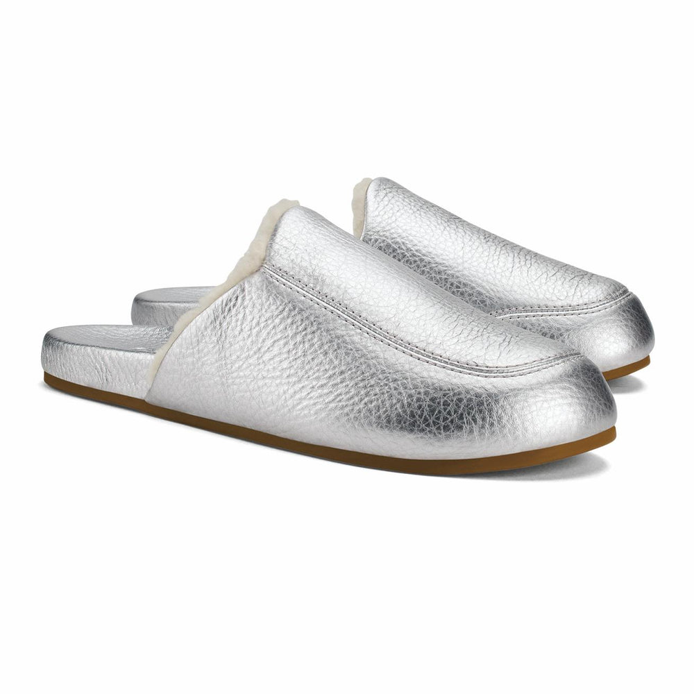 Olukai Kōnea Leather Slipper Mules - Silver &ndash; OluKai | Women Cold Weather