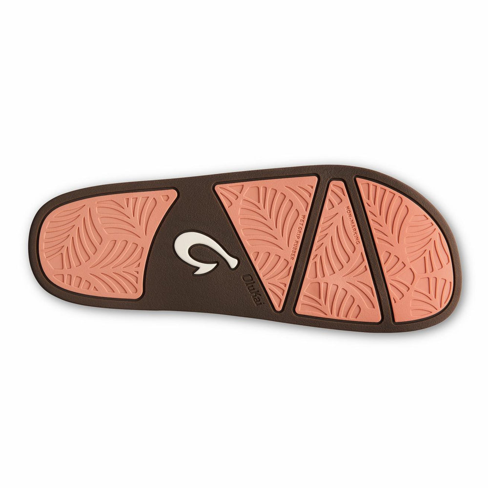 Olukai Kipe‘a ‘Olu Slide Sandals - Black | Women Leather