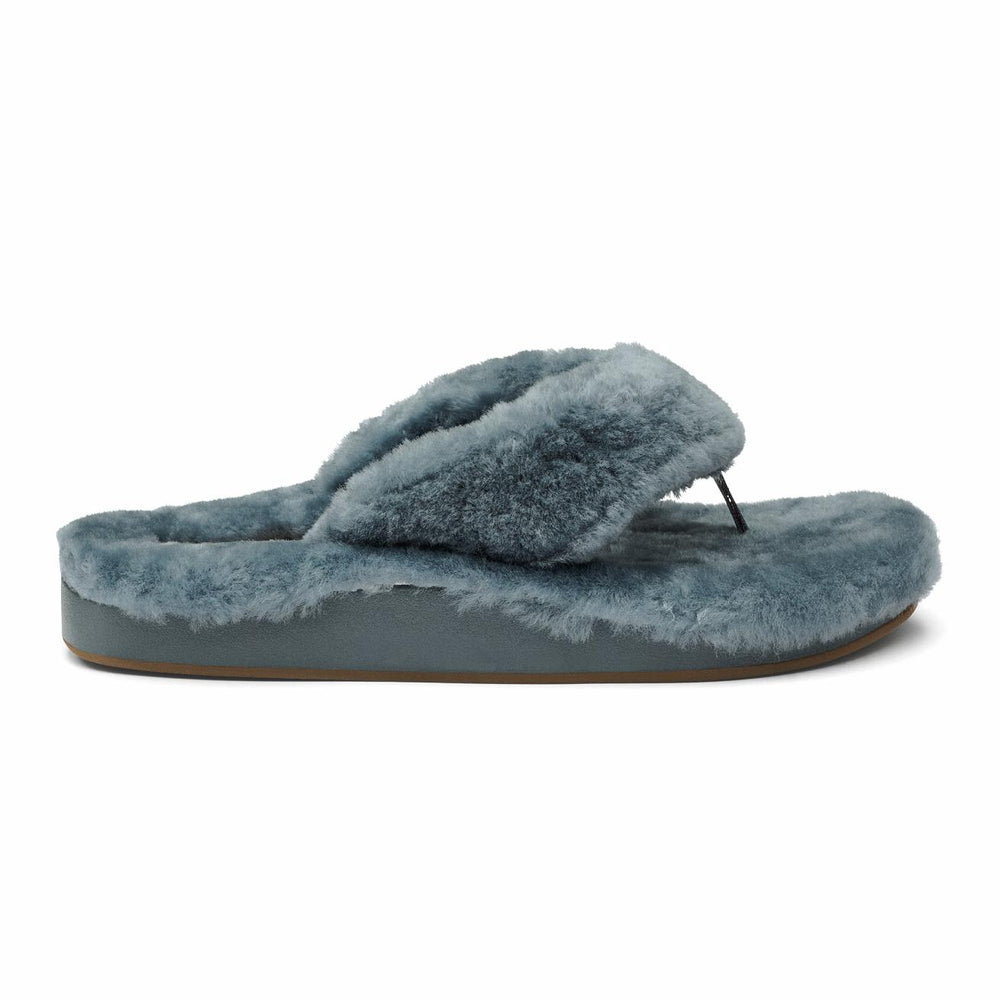 Olukai Kipe‘a Heu Flip Flop Slippers - Storm | Women Cold Weather