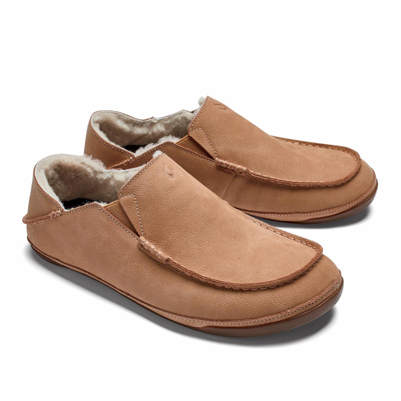 Olukai Kipuka Hulu Leather Slippers - Natural | Men Indoor/Outdoor