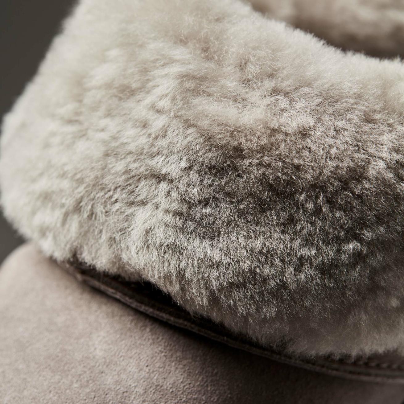 Olukai Ku‘i Fuzzy Slip-On Slippers - Fog | Women Indoor/Outdoor